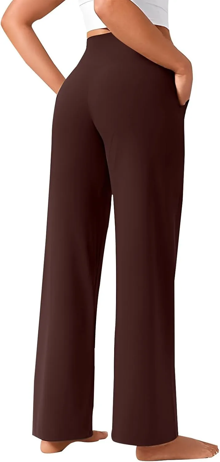 Yoga Pants Women 2025 Summer Casual Loose Pants High Waisted Stretch Dress Work Trousers