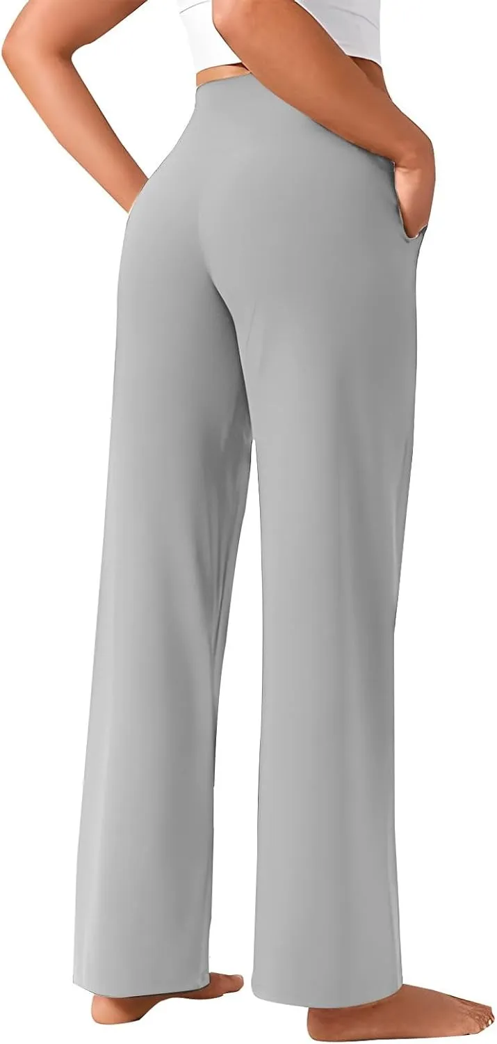Yoga Pants Women 2025 Summer Casual Loose Pants High Waisted Stretch Dress Work Trousers