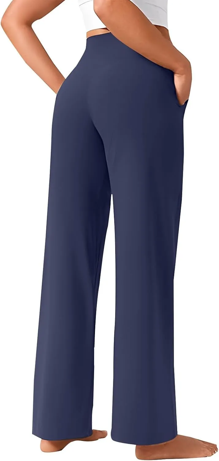 Yoga Pants Women 2025 Summer Casual Loose Pants High Waisted Stretch Dress Work Trousers