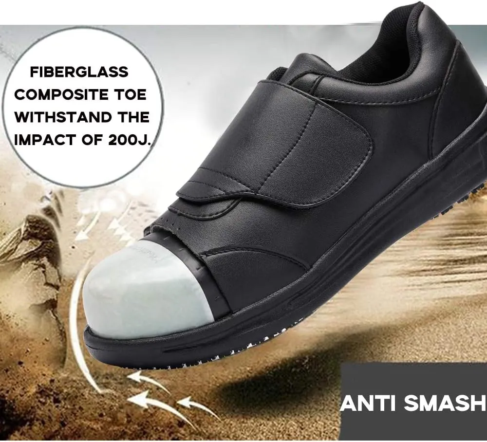 YOWESHOP Personalized Customized Work Shoes for Men Steel Toe Slip Resistant Safety Shoes with Magic Tape